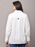 Begumpan White Shirt with Flower Embroidery - Blue
