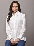 Begumpan White Shirt with Flower Embroidery - White